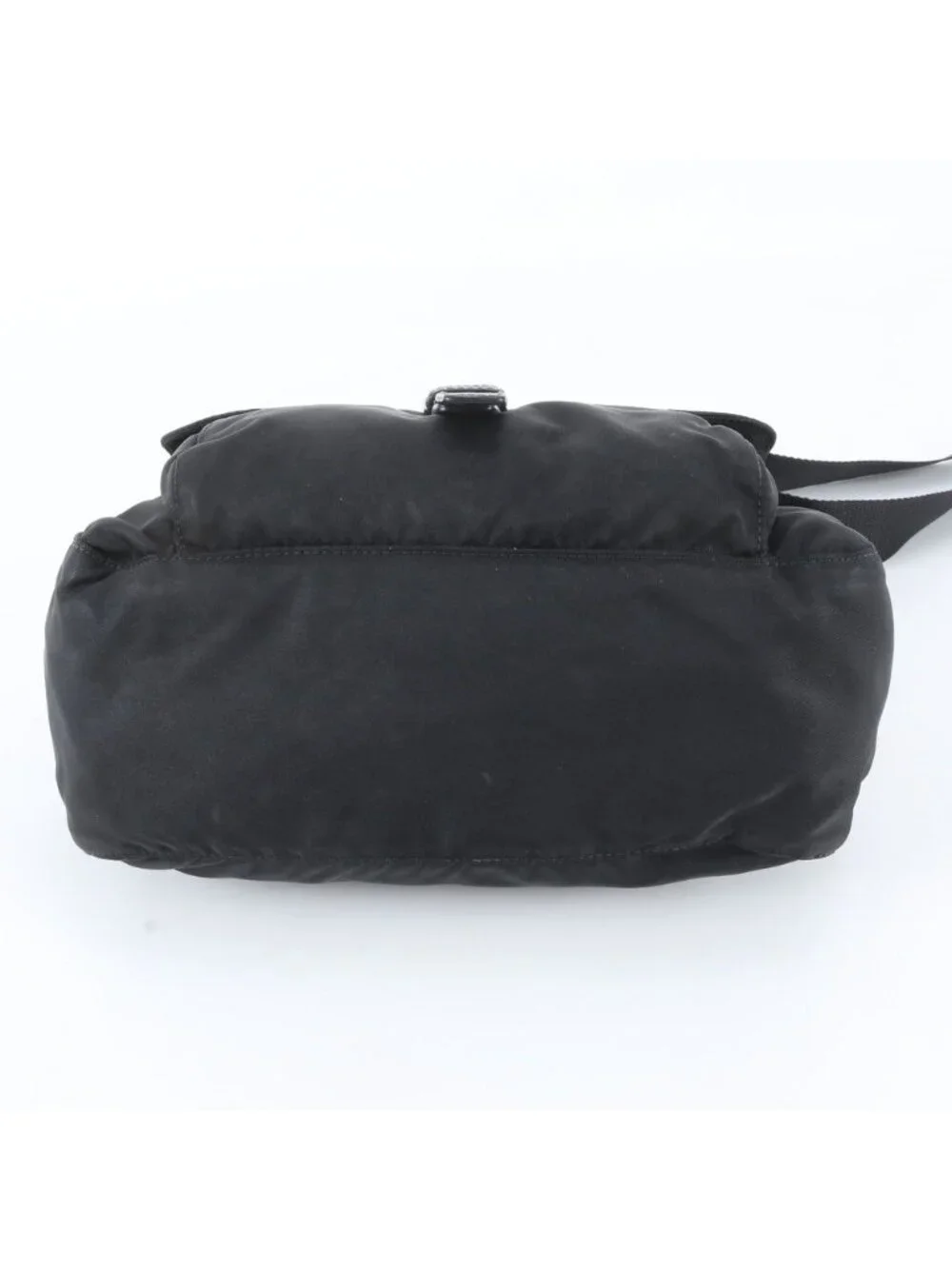 Prada Tessuto Nylon Triangle Logo Leather Shoulder Bag Crossbody Messenger Black